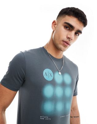 Armani Exchange blurred circle logo print t-shirt in charcoal