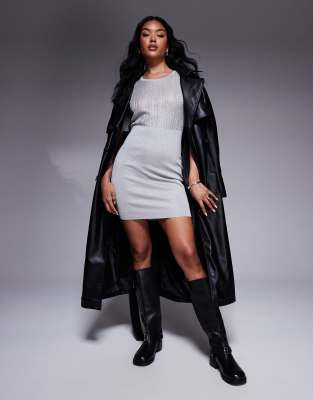 Armani Exchange - Bodycon-Minikleid aus Metallic-Strick in Silber