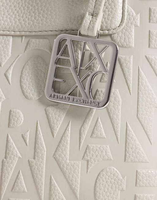 Armani Exchange - bolso tote Liz con textura granulada en crema, 3 de 4