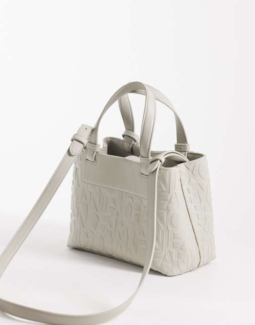 Armani Exchange - bolso tote Liz con textura granulada en crema, 4 de 4