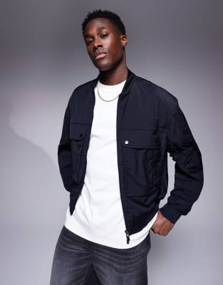 Armani Exchange Bomber Jacket In Navy