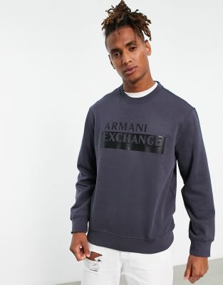 Armani Exchange Box Logo Sweatshirt In Gray