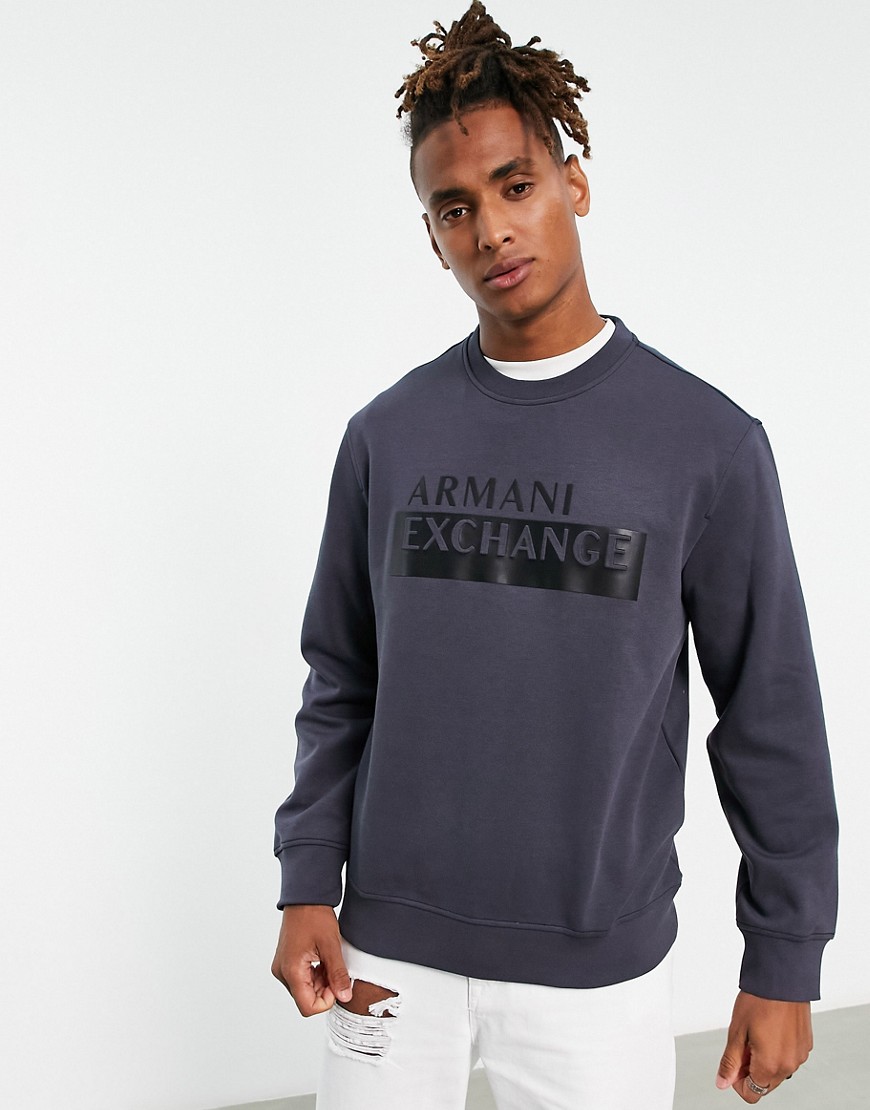 Armani Exchange box logo sweatshirt in gray