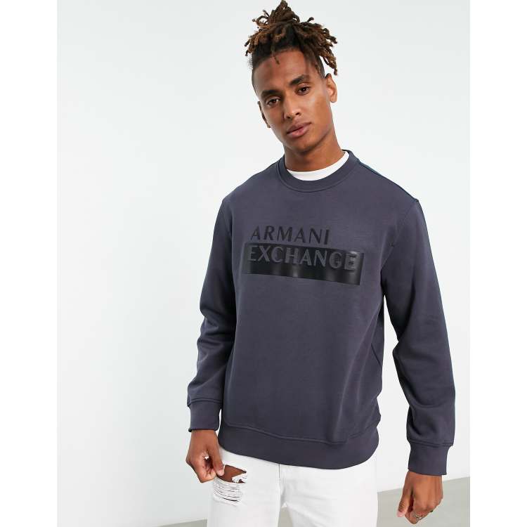 Armani Exchange box logo sweatshirt in gray ASOS