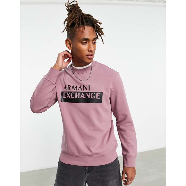 Armani Exchange box logo sweatshirt in pink | ASOS