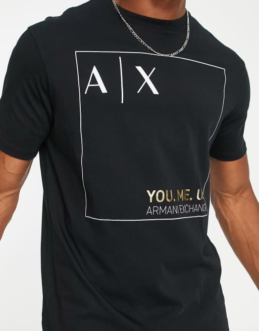 Armani Exchange box logo t-shirt in black | ASOS