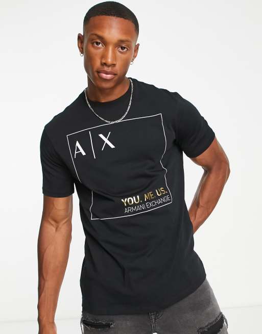 Ongrijpbaar Knooppunt binding Armani Exchange box logo T-shirt in black | ASOS