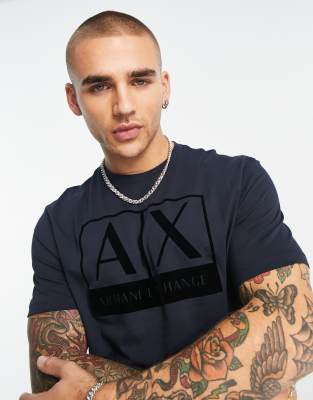 Armani Exchange box logo t-shirt in navy | £ | Grazia