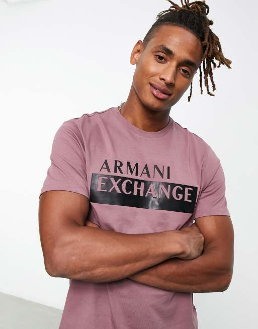 Armani Exchange box logo t-shirt in pink | ASOS