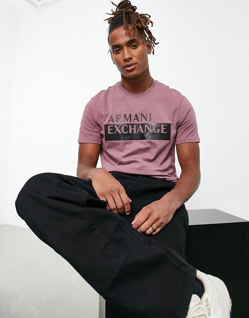 Armani Exchange box logo T-shirt in pink