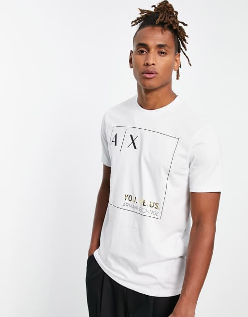 Armani Exchange box logo t-shirt in white | ASOS