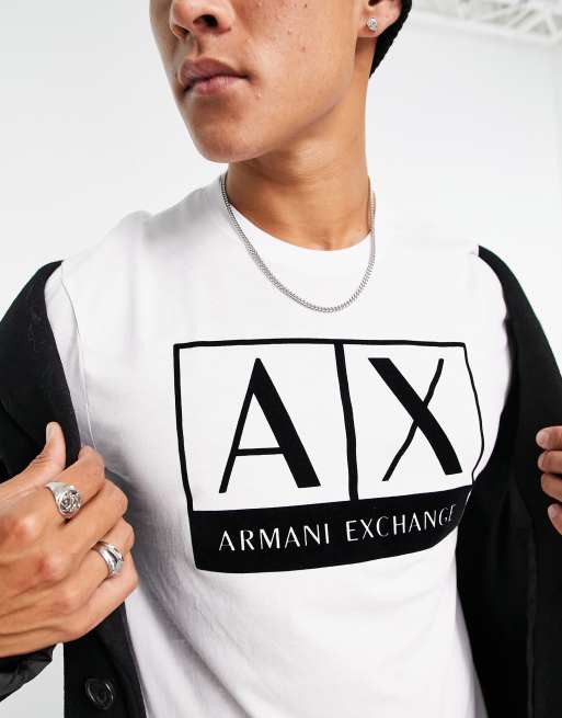 Armani Exchange box logo t-shirt in white | ASOS