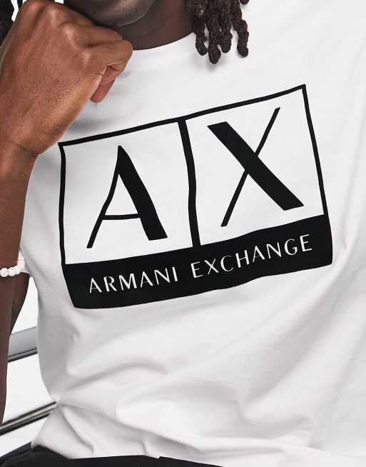 Armani Exchange box logo t-shirt in white | ASOS