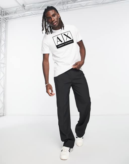 Armani Exchange box logo t-shirt in white | ASOS