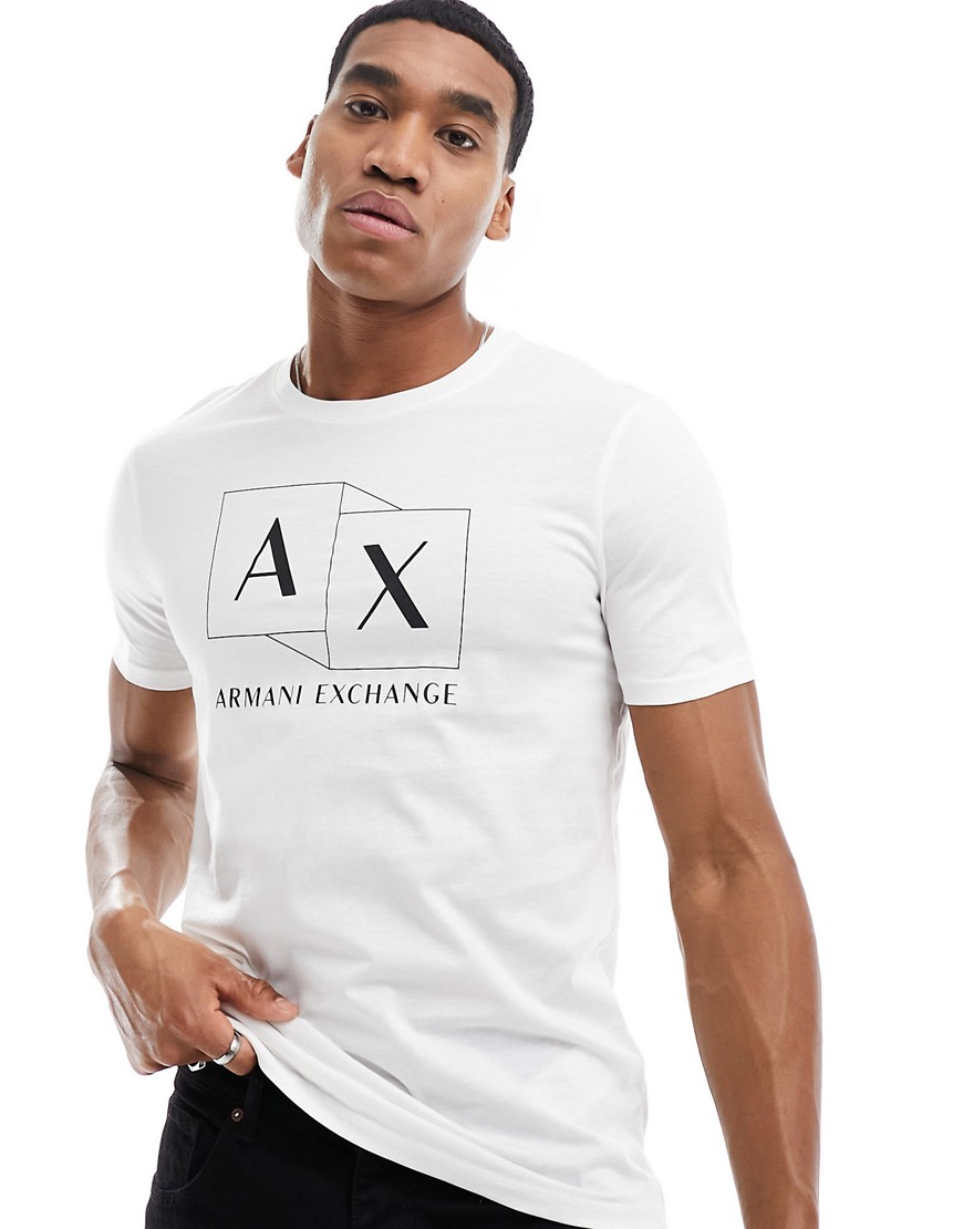 Armani Exchange boxes logo slim fit t-shirt in off white