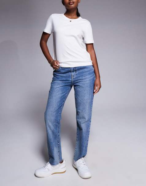 Armani Exchange boyfriend jeans in mid wash blue - view 1