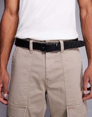 Armani Exchange buckle belt in black