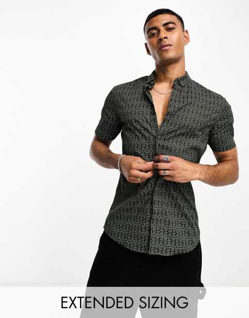 Armani Exchange Camicia kaki a maniche corte con logo ASOS