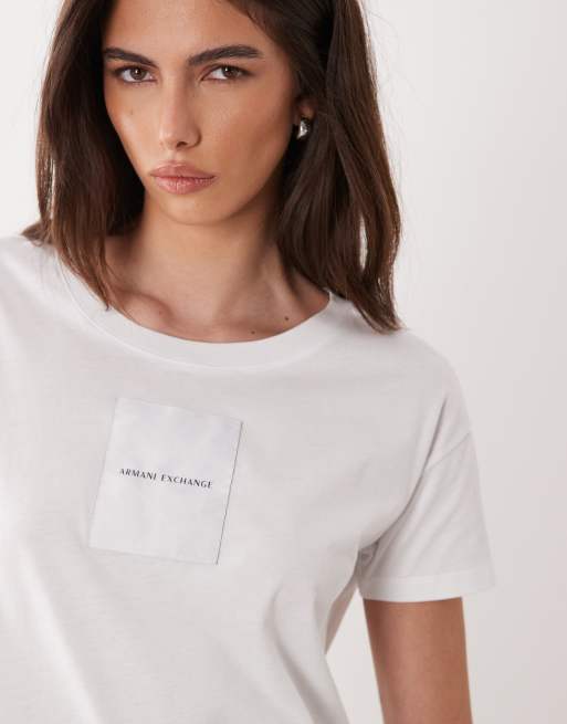 Armani Exchange - camiseta blanca con parche de logo, 3 de 4