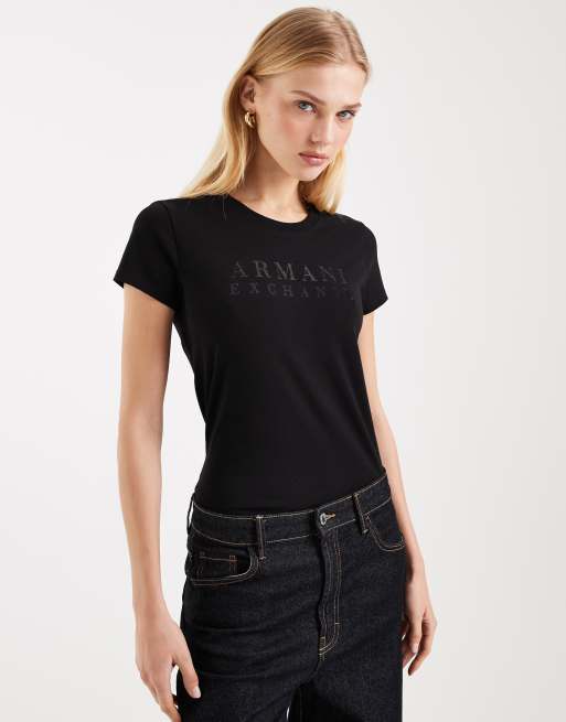 Armani Exchange - camiseta negra con logo degradado, 4 de 4
