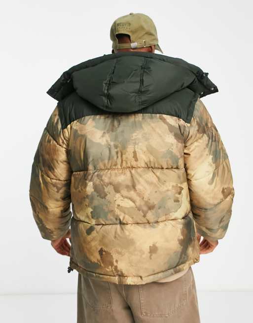 Armani Exchange camo 2in1 puffer coat and vest in beige ASOS