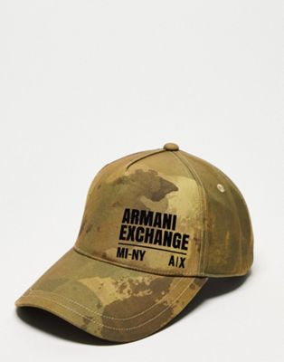 Armani Exchange camo print baseball cap in beige - ASOS Price Checker