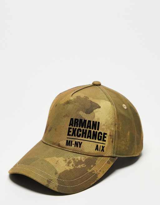 Armani Exchange camo print baseball cap in beige | ASOS