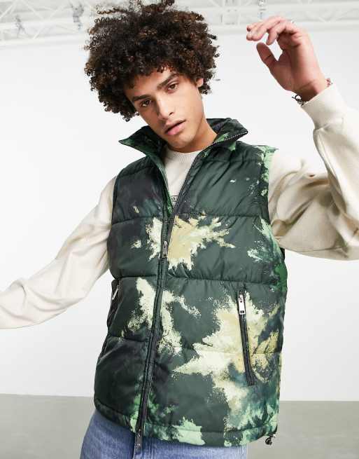 Armani Exchange camo print quilted puffer jacket in green | ASOS