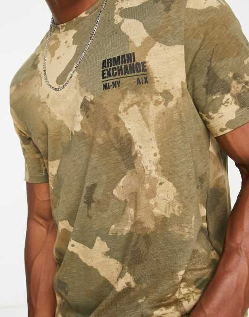 Armani Exchange camo print t shirt in beige ASOS