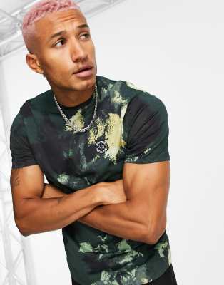 Armani Exchange camo print t-shirt in green | ASOS