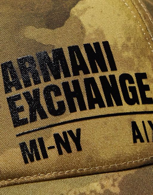 Armani Exchange camp print baseball cap in beige | ASOS