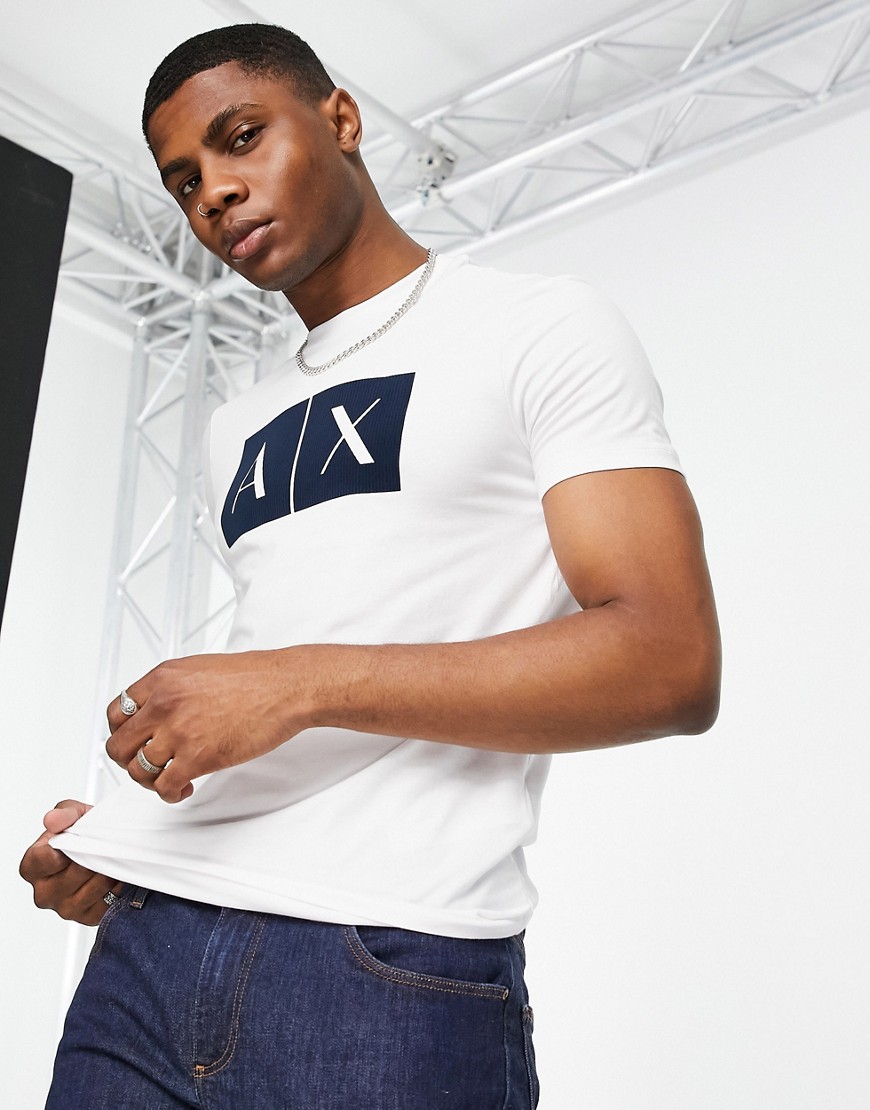 Armani Exchange carbon AX chest print t-shirt in white