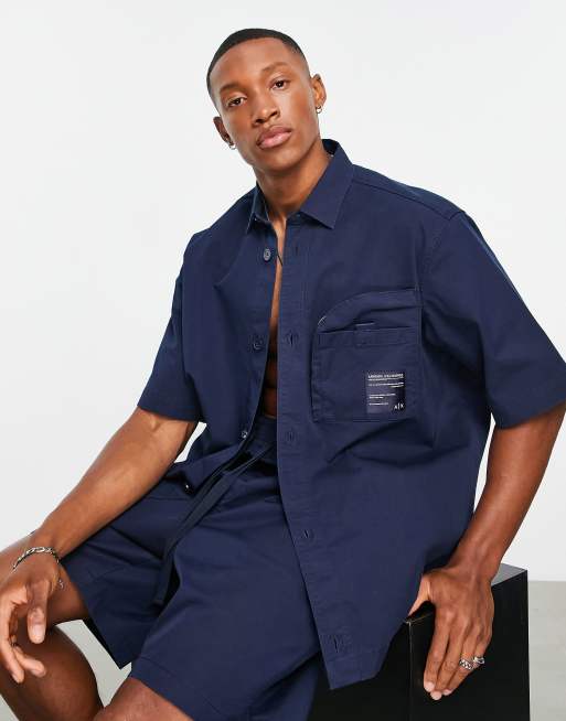 Armani Exchange cargo pocket shirt in navy | ASOS