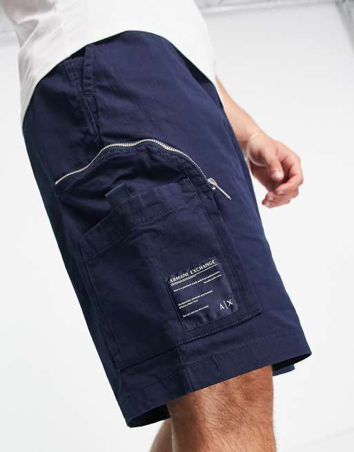 Armani Exchange cargo pocket shorts in navy ASOS