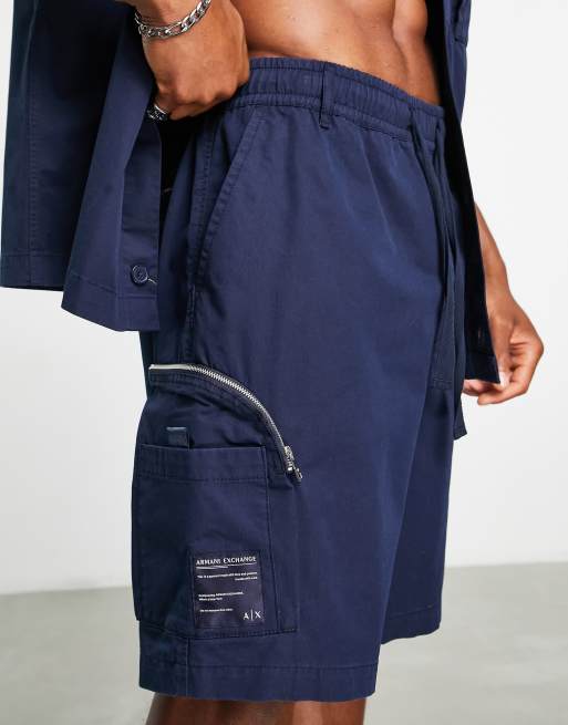 Armani Exchange cargo pocket shorts in navy ASOS