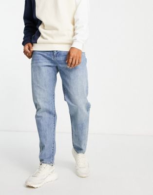 Armani Exchange carrot leg jeans in light wash blue