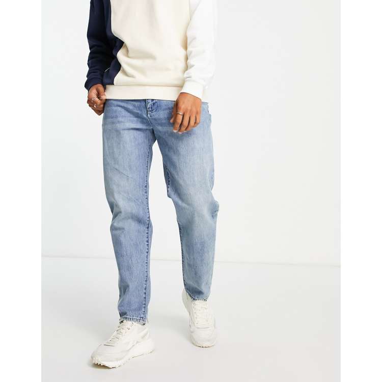 Armani Exchange carrot leg jeans in light wash blue | ASOS