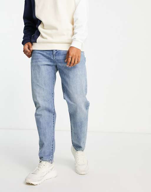 Armani Exchange carrot leg jeans in light wash blue | ASOS