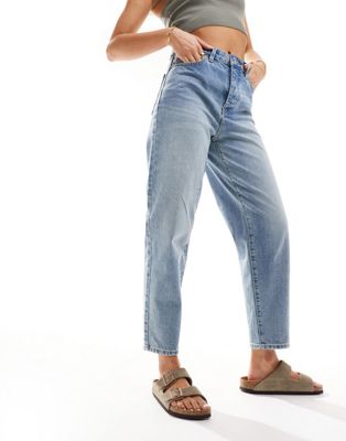 Armani Exchange carrot tapered 5 pocket jeans in indigo denim icon