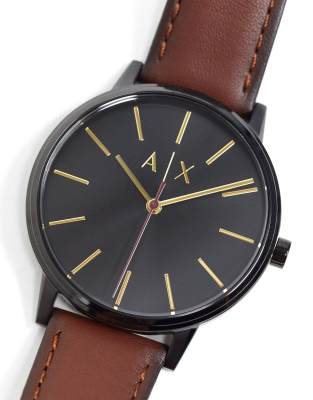 Armani Exchange cayde leather watch AX2706 | ASOS