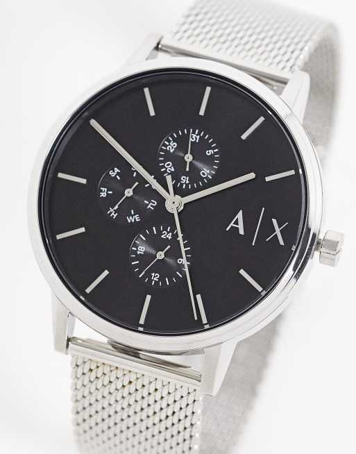 Armani Exchange – Cayde – Męski zegarek na siateczkowej bransolecie w kolorze srebrnym