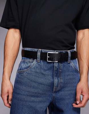 Armani Exchange - Ceinture en cuir à logo - Noir