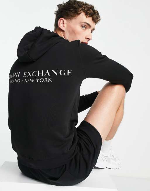 Armani Exchange central chest logo overhead hoodie in black | ASOS