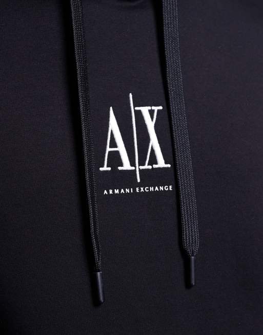 Armani Exchange central logo hoodie in black ASOS