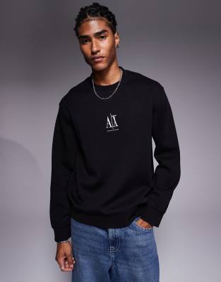 Armani Exchange Armani Exchange central logo hoodie in black