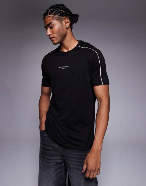 Armani Exchange central logo short sleeve t-shirt in black - view 1