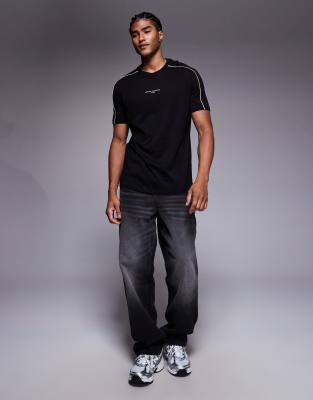 Armani Exchange Central Logo Short Sleeve T-shirt In Black