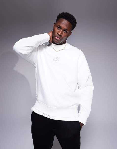 Armani Exchange central logo sweatshirt in off white - view 1