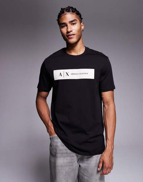 Armani Exchange central logo t-shirt in black - view 1