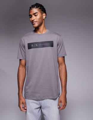 Armani Exchange Central Logo T-shirt In Gray